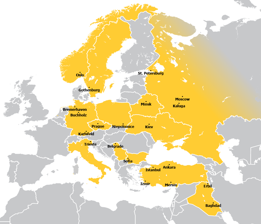 Carte avec les emplacements de terra